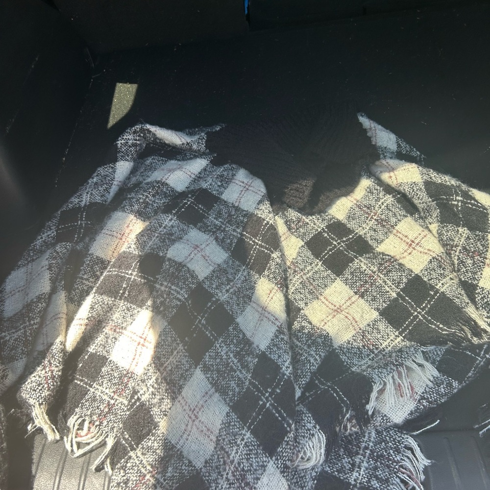 Black and White Plaid poncho